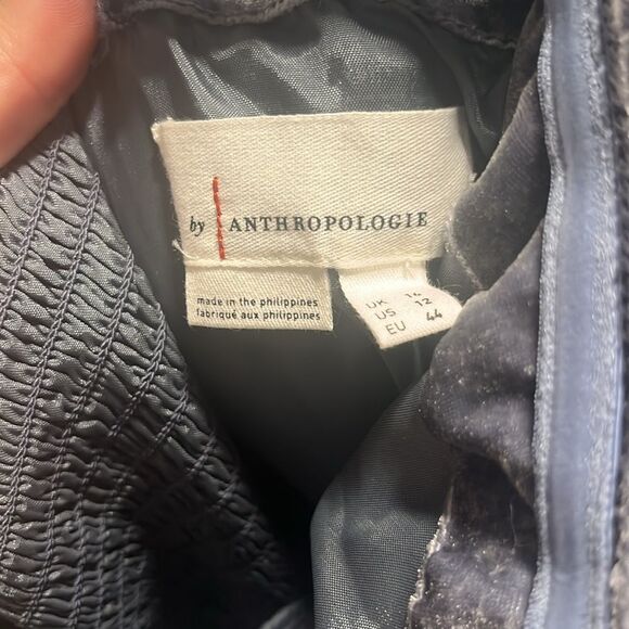 BY ANTHROPOLOGIE (NWT) The Femme Velvet Jumpsuit, Dusty Blue, Size 12 - Picture 11 of 15